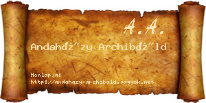 Andaházy Archibáld névjegykártya